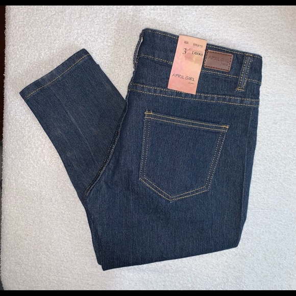 April Girl Skinny Straight Leg Dark Wash Juniors Jeans - Picture 1 of 4